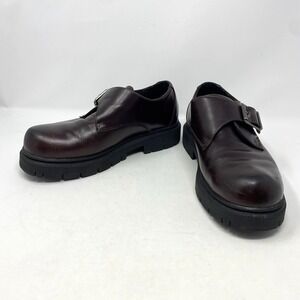 Skechers Mens Loafers Size 9.5 Brown Leather Monk Strap 90s Y2K Chunky Sleaze